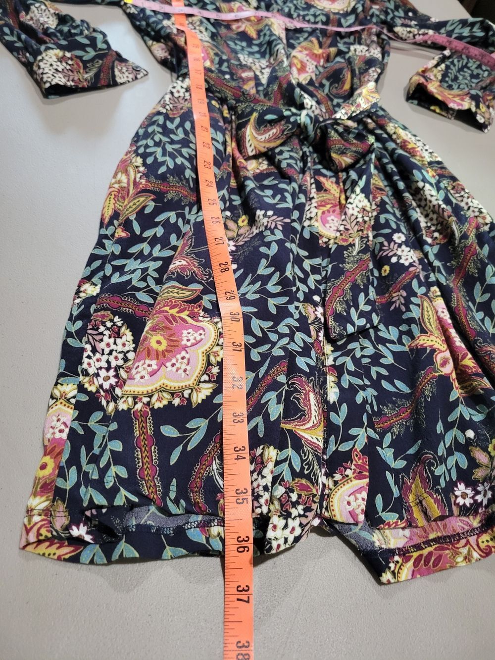 LOFT Paisley Floral Shirtdress Womens 2P Navy Blue Excellent Long Sleeve Midi - Picture 6 of 8